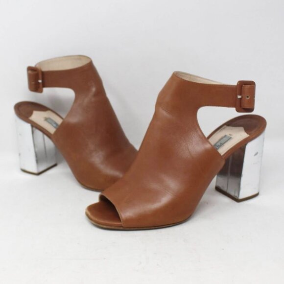 Prada #R1ACPY Peeptoe Ankle Wrap Heels Size 38 - Picture 1 of 8